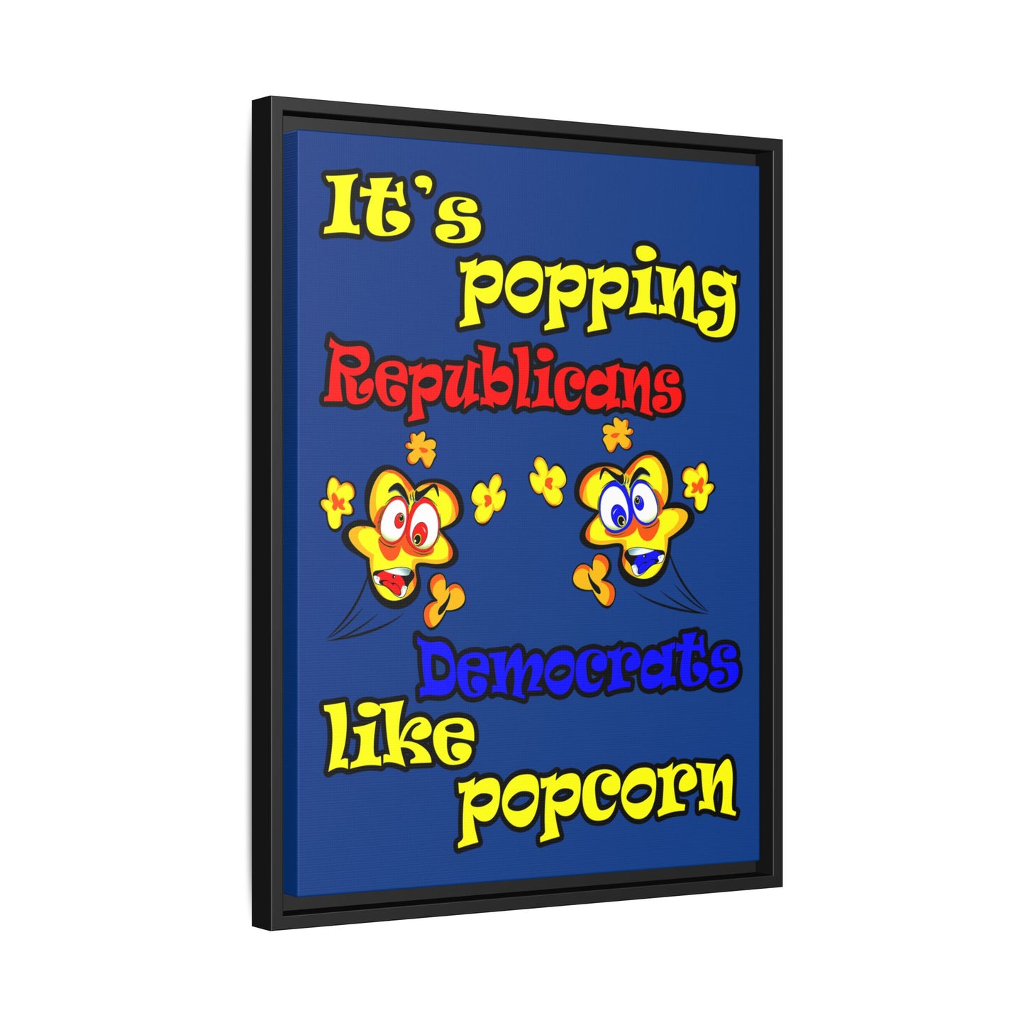 popping like popcorn - framed canvas art (dark blue)