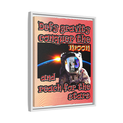 defy conquer reach - framed canvas art (yellow-orange wave)