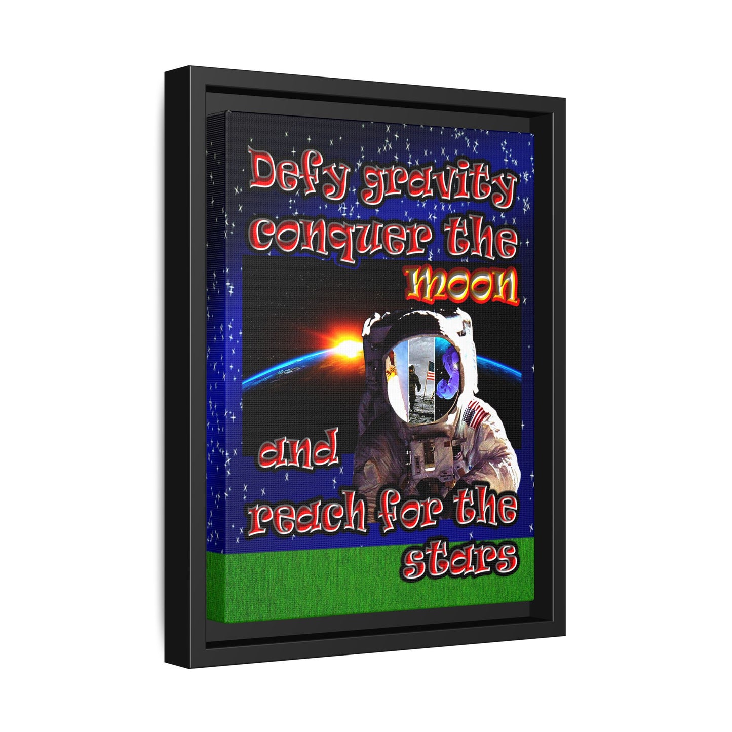 defy conquer reach - framed canvas art ('snoops' background)