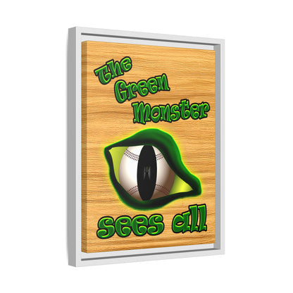 green monster - framed canvas art (butterscotch wood finish)