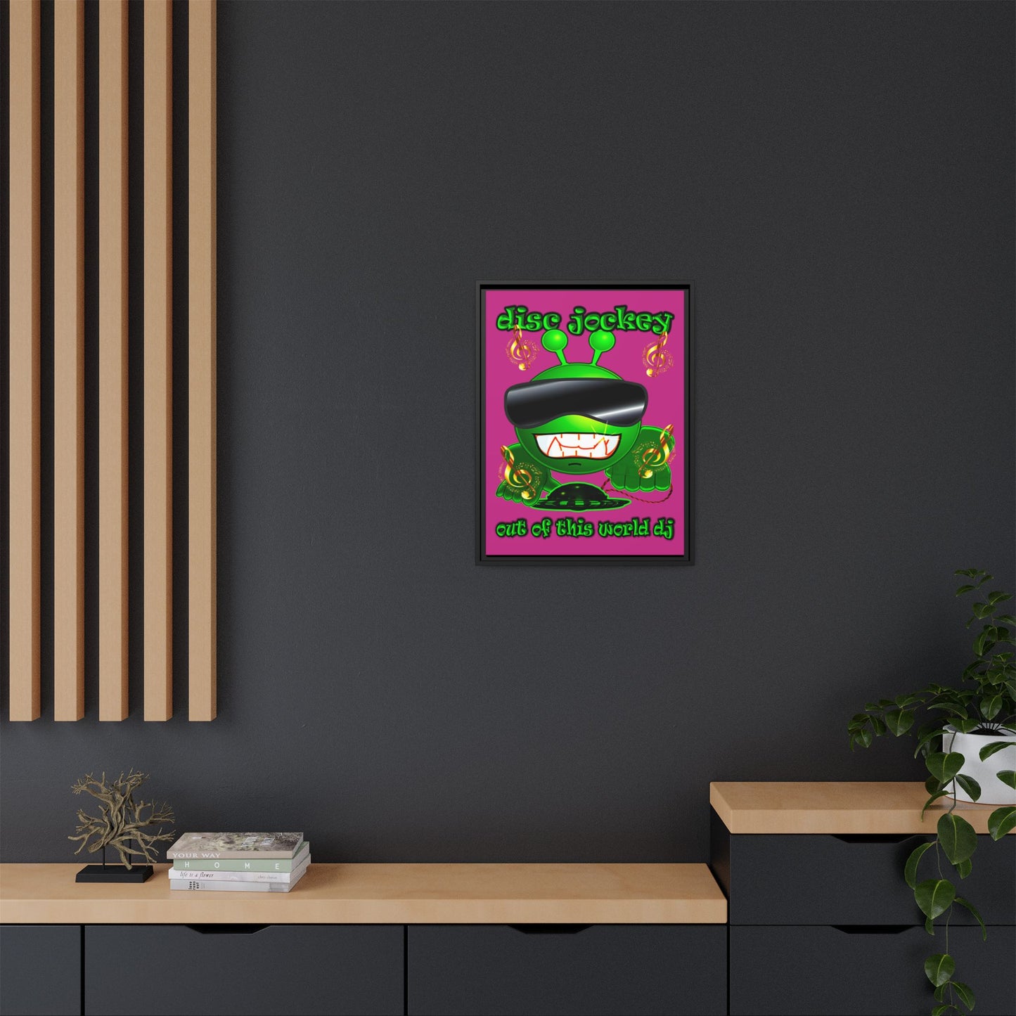 disc jockey - framed canvas art (pink)