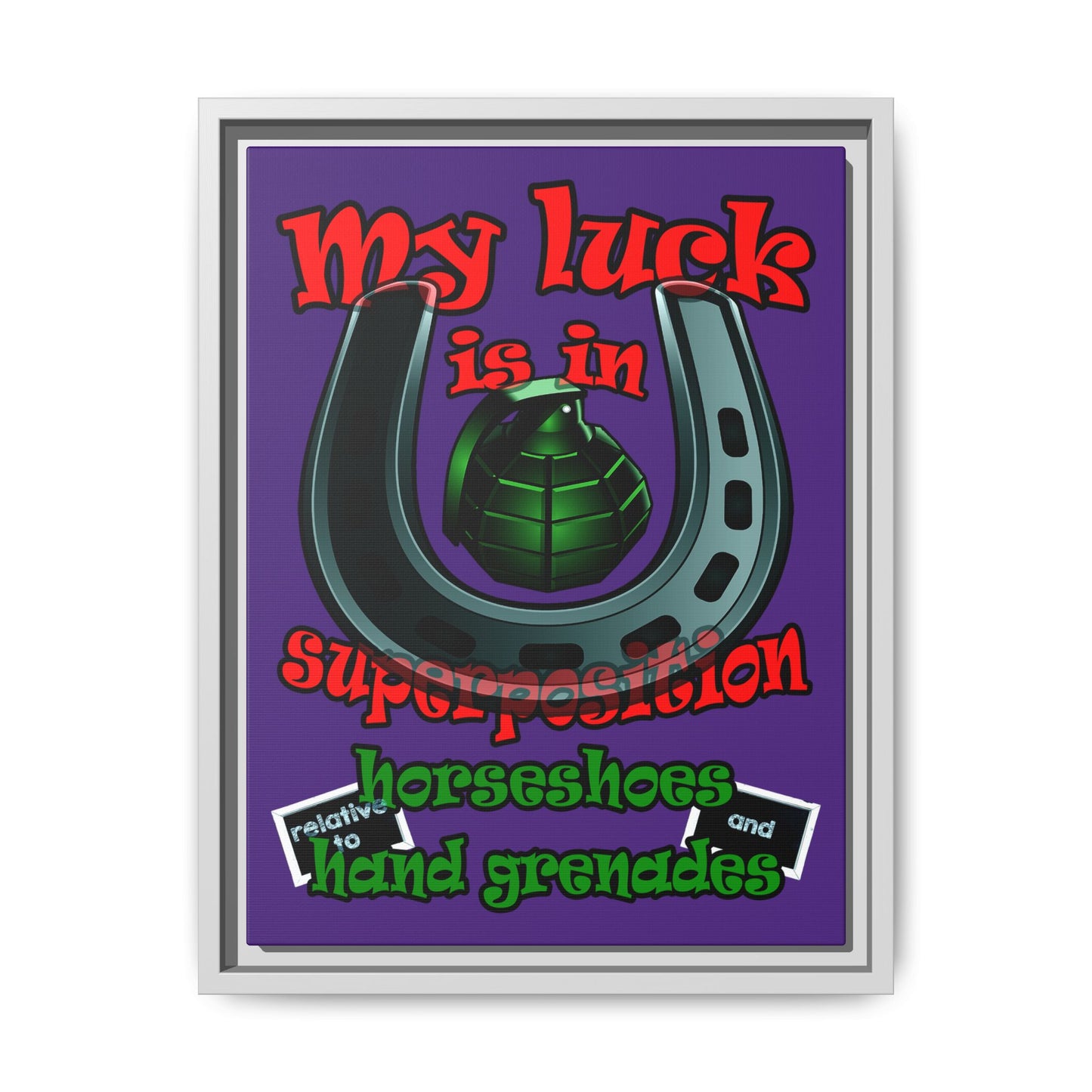 my luck - framed canvas art (purple)