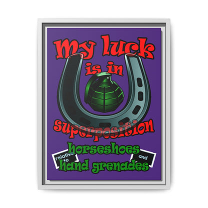 my luck - framed canvas art (purple)