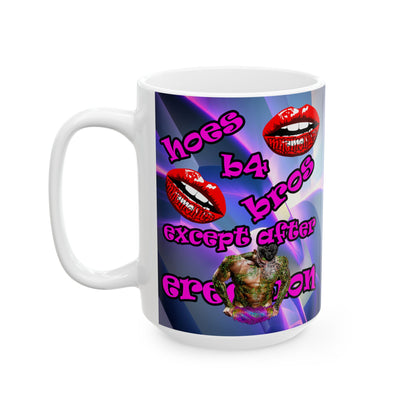 hoes b4 bros - White Mug (grey-pink wave)