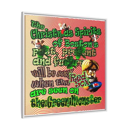 christmas spirits of boston - framed canvas art (yellow-orange wave)