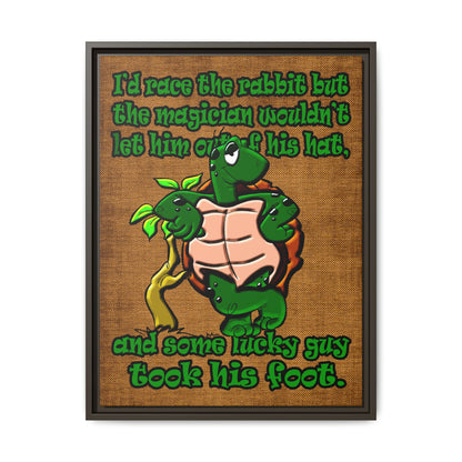 turtle race - framed canvas art (brown papyrus)