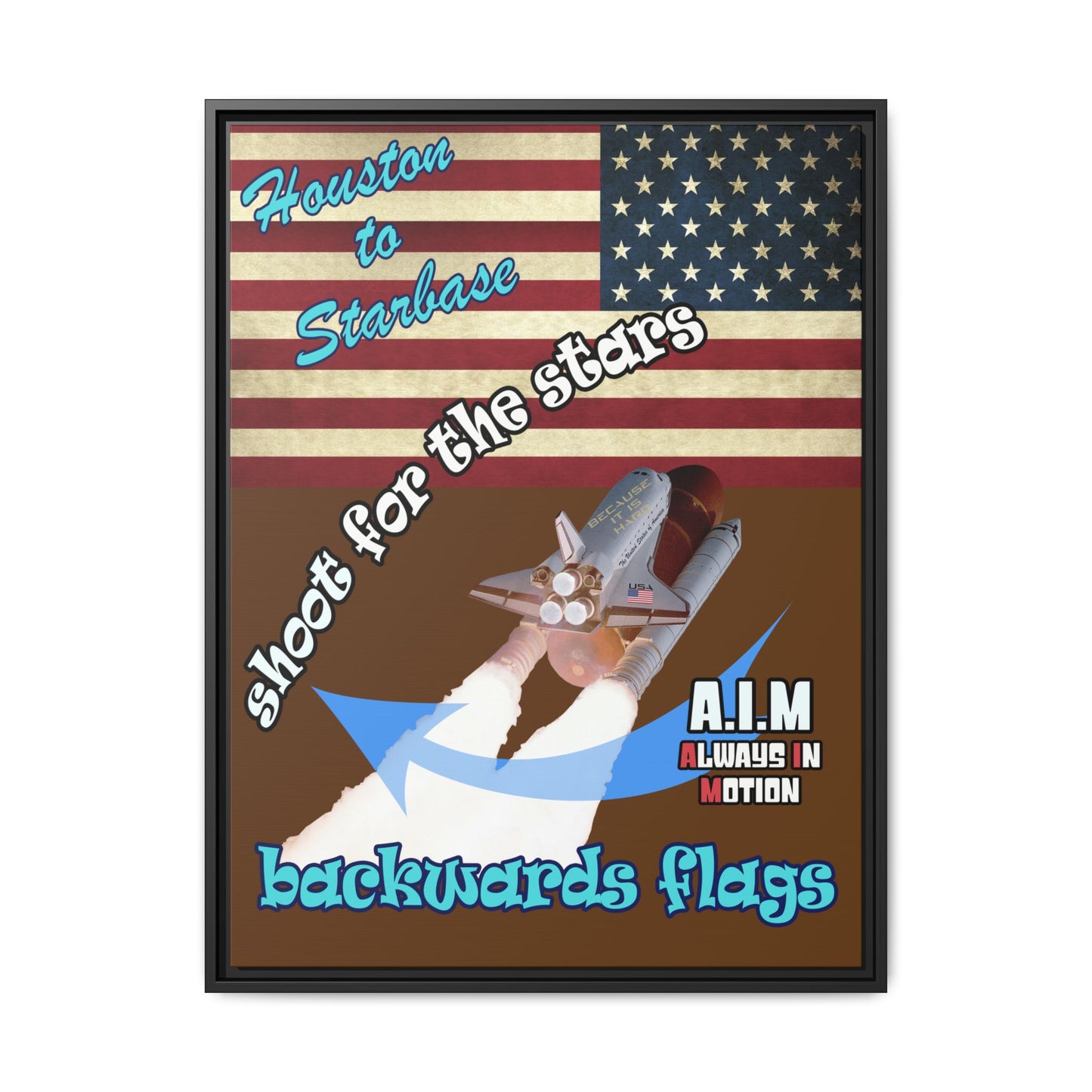 shoot for the stars - framed canvas art (brown)
