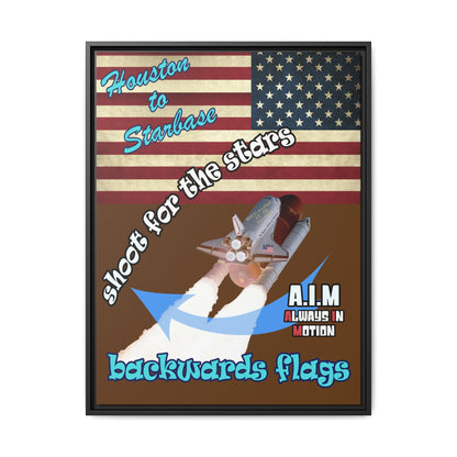 shoot for the stars - framed canvas art (brown)
