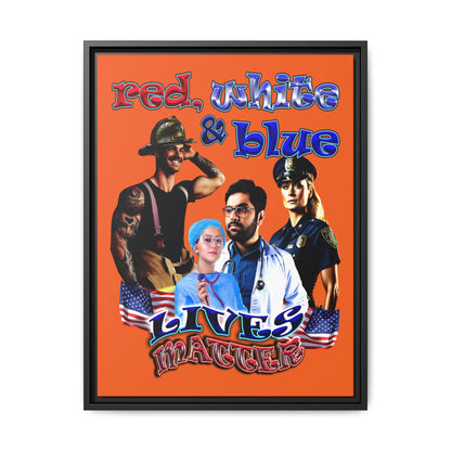 rw&b lives matter - framed canvas art (orange)