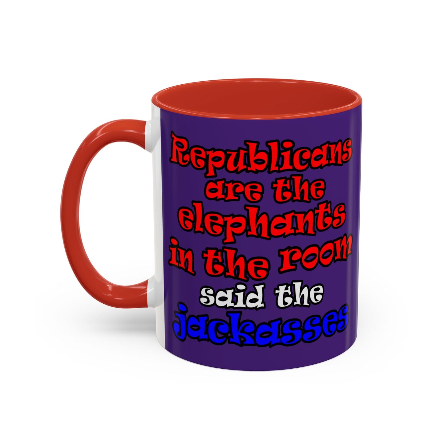 donkeys and elephants - Accent Mug (purple)