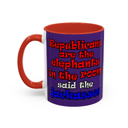 donkeys and elephants - Accent Mug (purple)