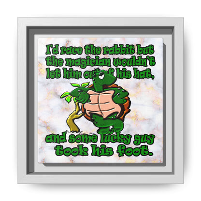 turtle race - framed canvas art (white marble)
