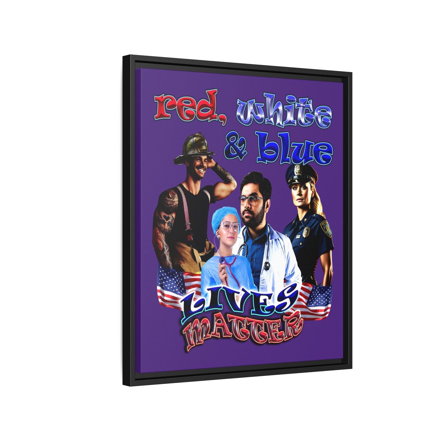 rw&b lives matter - framed canvas art (purple)