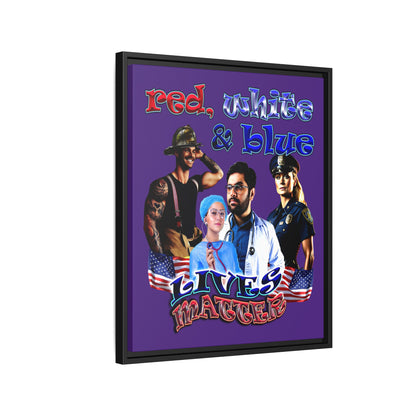 rw&b lives matter - framed canvas art (purple)