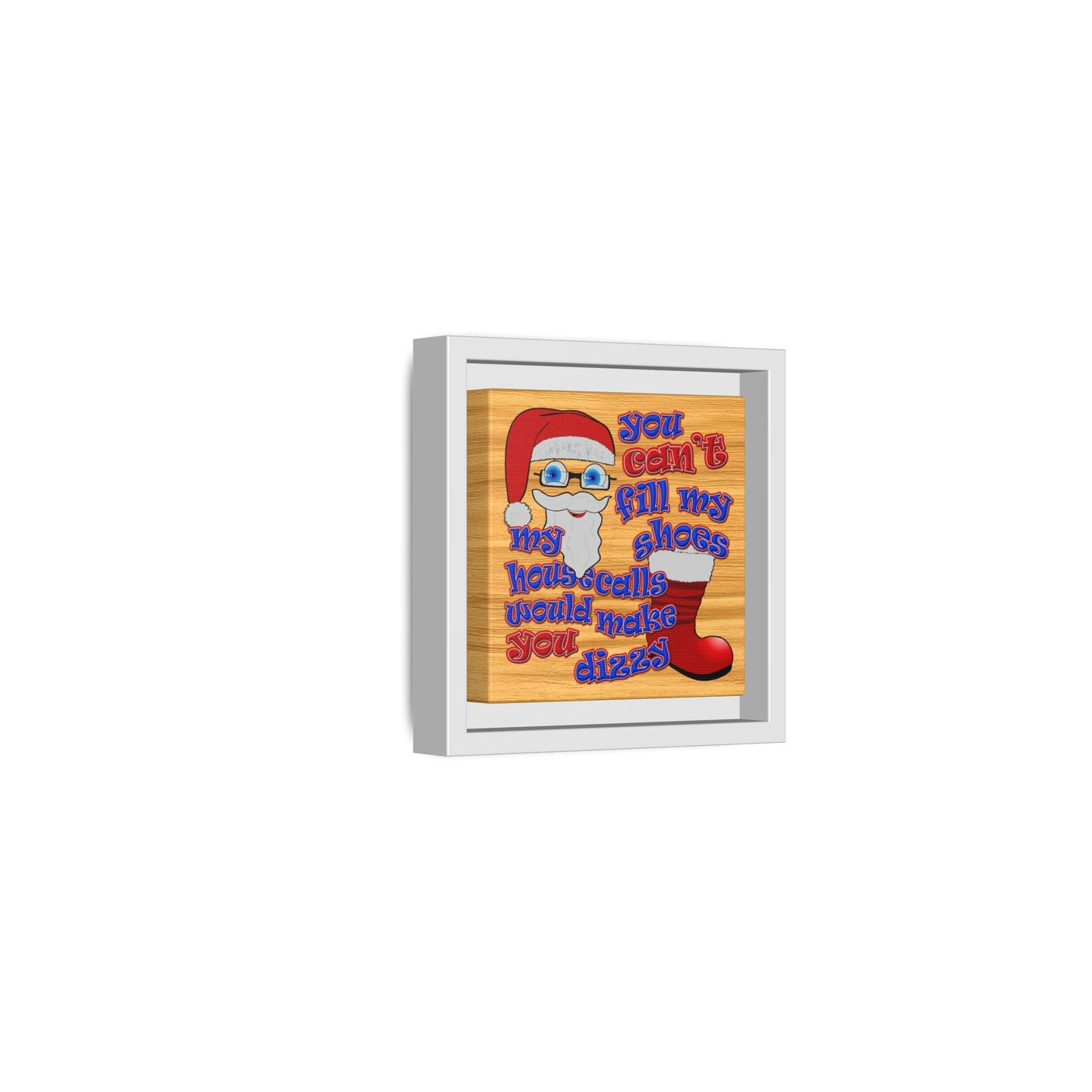 santa's shoes - framed canvas art (butterscotch wood finish)