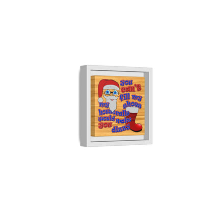 santa's shoes - framed canvas art (butterscotch wood finish)