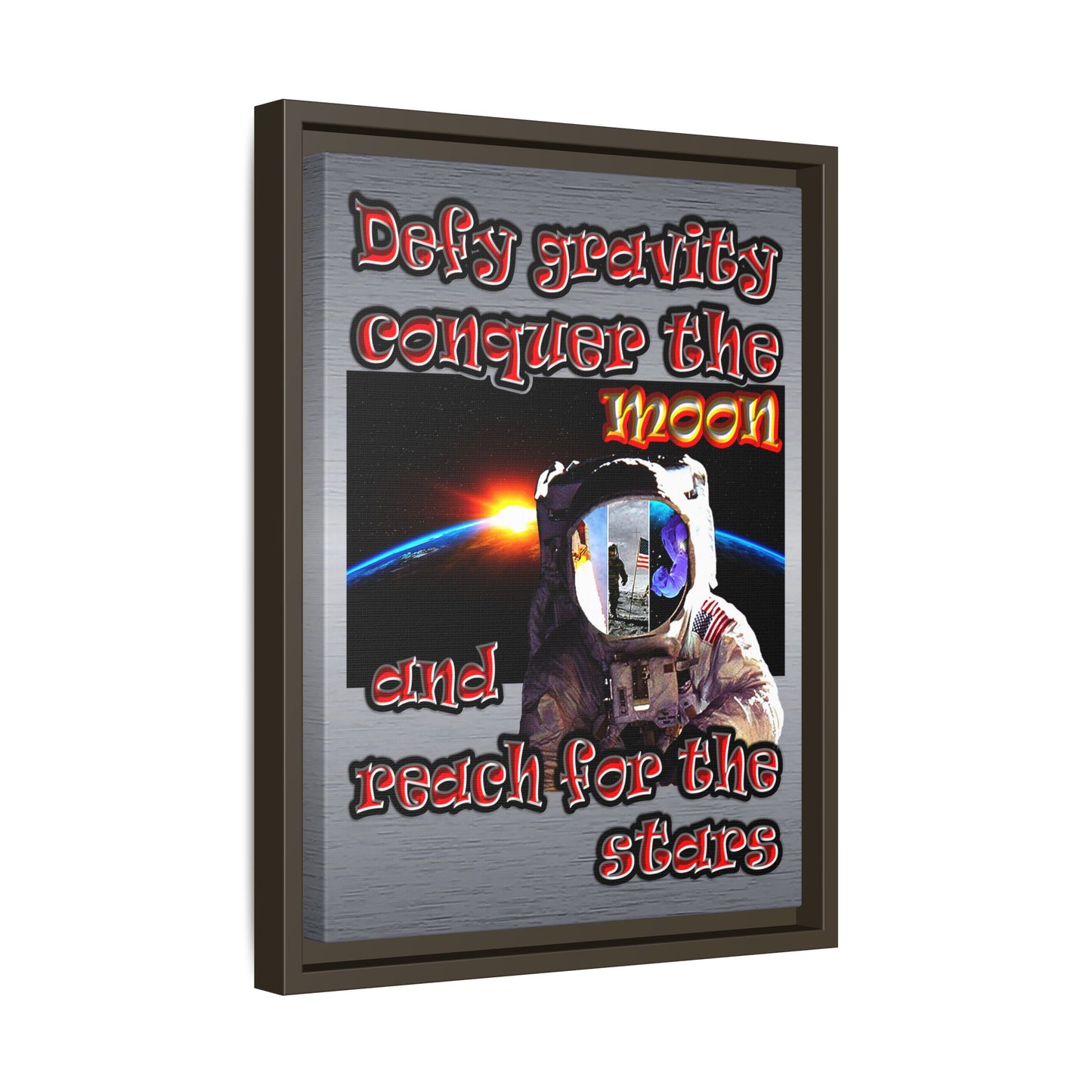 defy conquer reach - framed canvas art (brushed nickel)