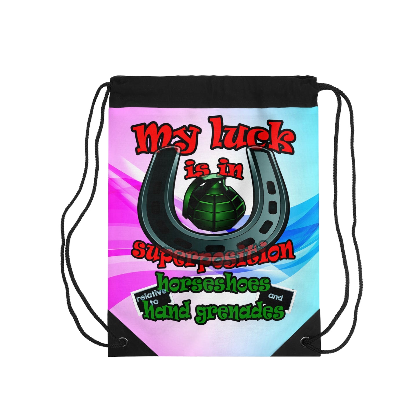 my luck - Drawstring Bag (light blue-pink wave)