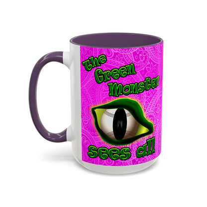 green monster - Accent Mug (pink swirl)