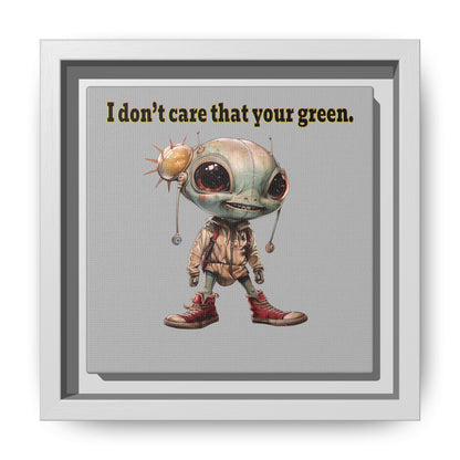 I don't care that your green - framed canvas art (light grey)