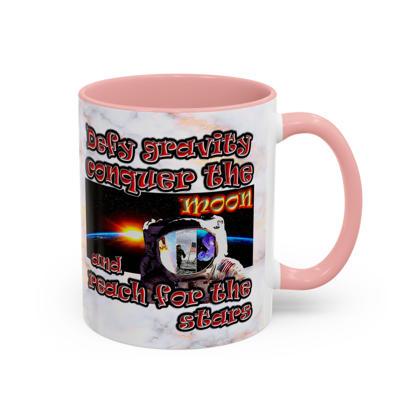 defy conquer reach - Accent Mug (white marble)