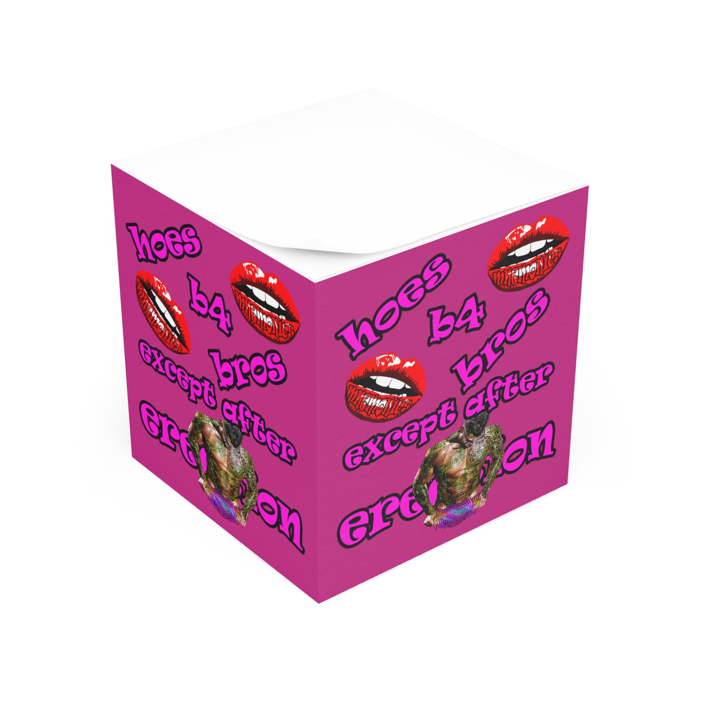 hoes b4 bros - note cube (pink)