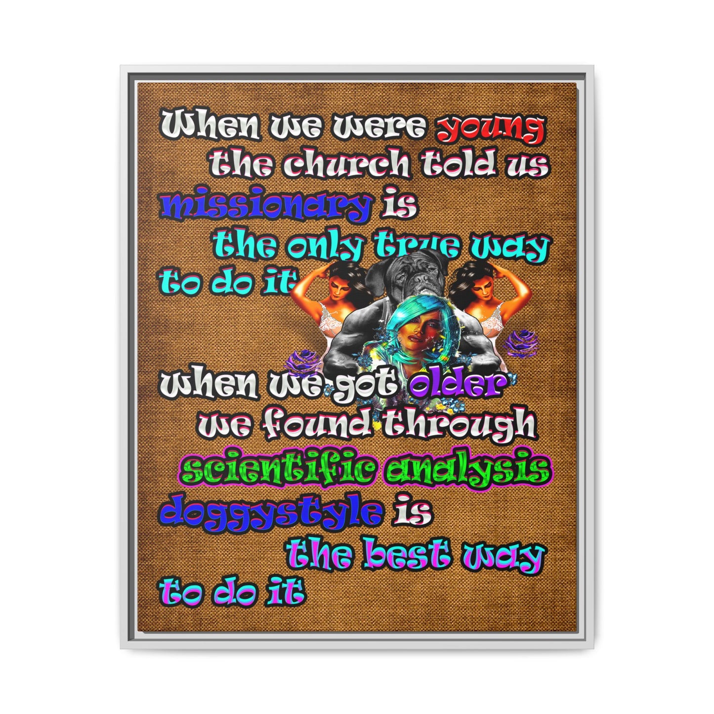 doggystyle - framed canvas art (brown papyrus)