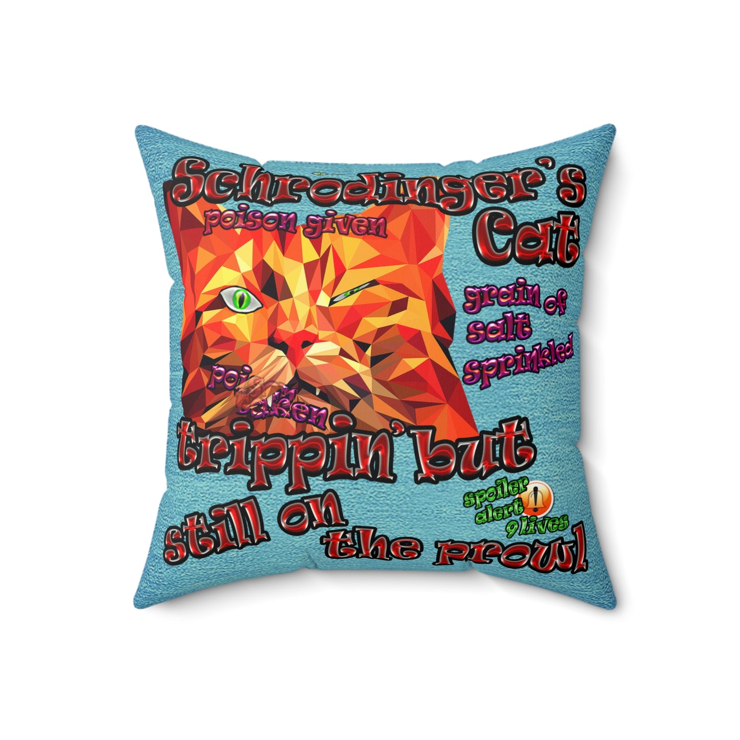 schrodinger's cat - Faux Suede Square Pillow - (faded blue)