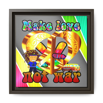 love peace - framed canvas art (rainbow split)
