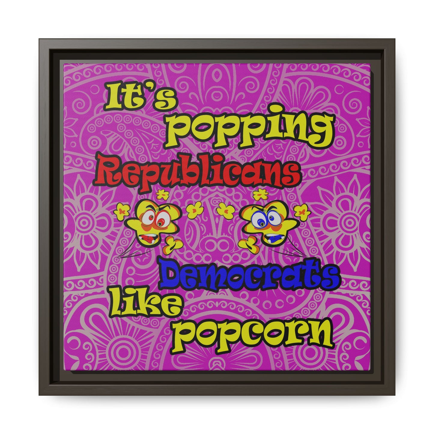 popping like popcorn - framed canvas art (pink swirl)