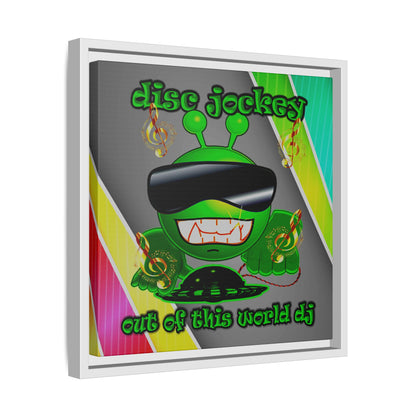disc jockey - framed canvas art (rainbow split)