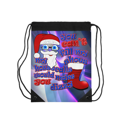 santa's shoes - Drawstring Bag (grey-pink wave)