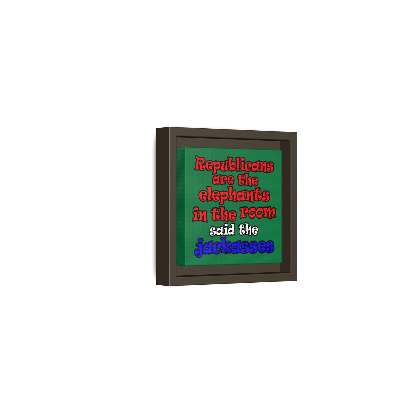 donkeys and elephants - framed canvas art (dark green)
