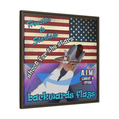 shoot for the stars - framed canvas art (grey-pink wave)