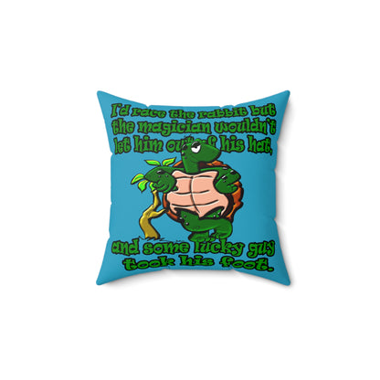 turtle race - Spun Polyester Square Pillow - (turquoise)