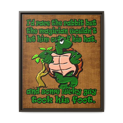 turtle race - framed canvas art (brown papyrus)