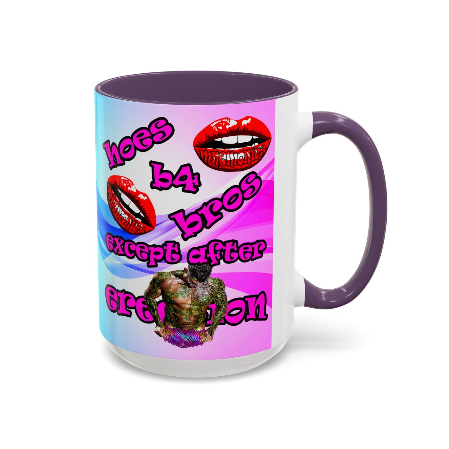 hoes b4 bros - Accent Mug (light blue-pink wave)