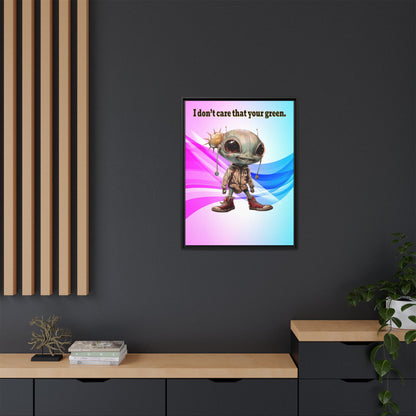 I don't care that your green - framed canvas art (light blue-pink wave)