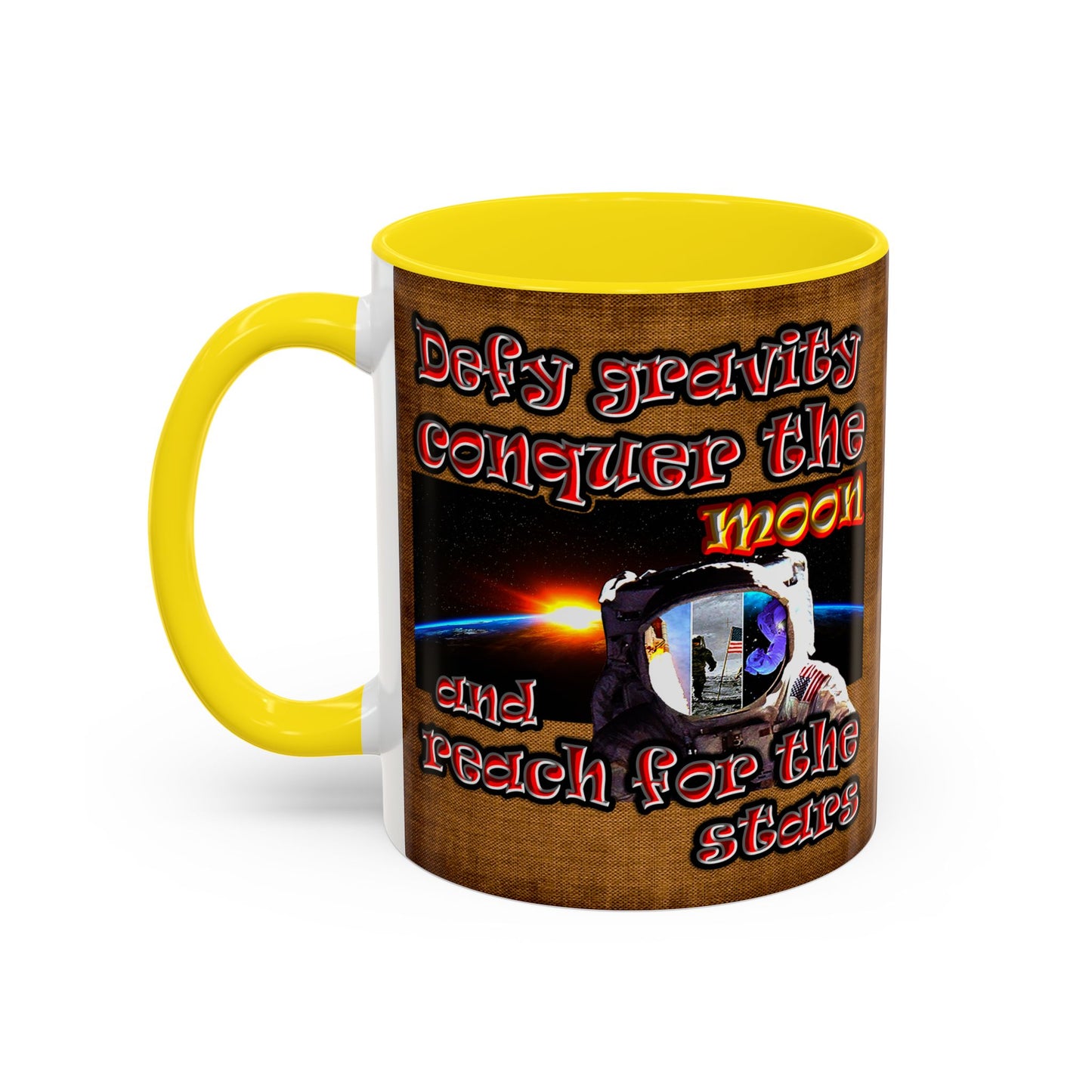 defy conquer reach - Accent Mug (brown papyrus)