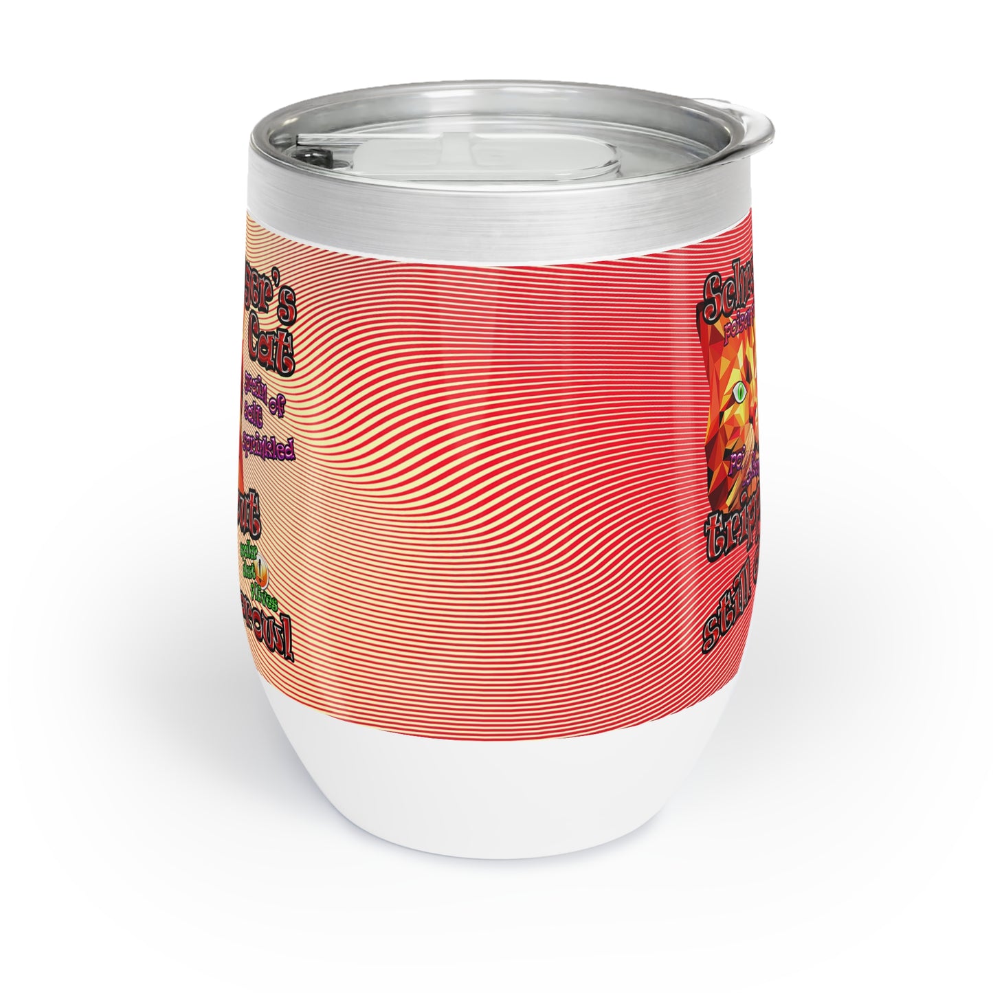 schrodinger's cat - Chill Wine Tumbler (yellow-orange wave)