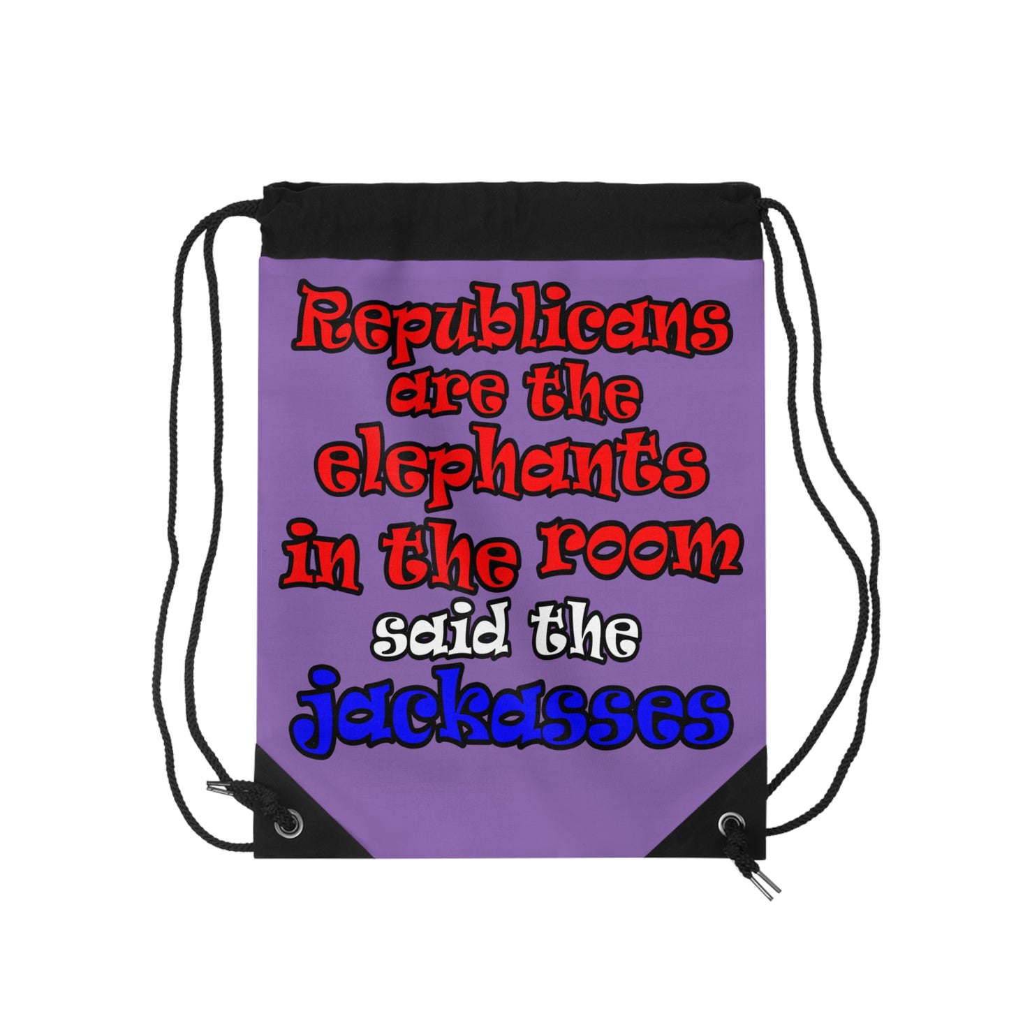 donkeys and elephants - Drawstring Bag (light purple)
