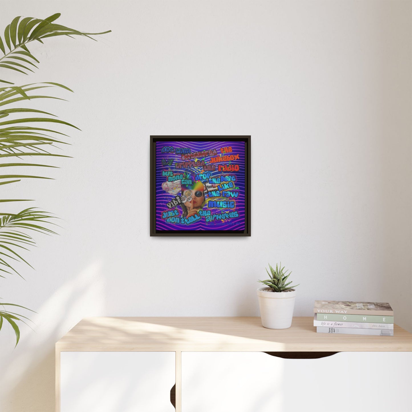 drop the beat - framed canvas art (purple wave)