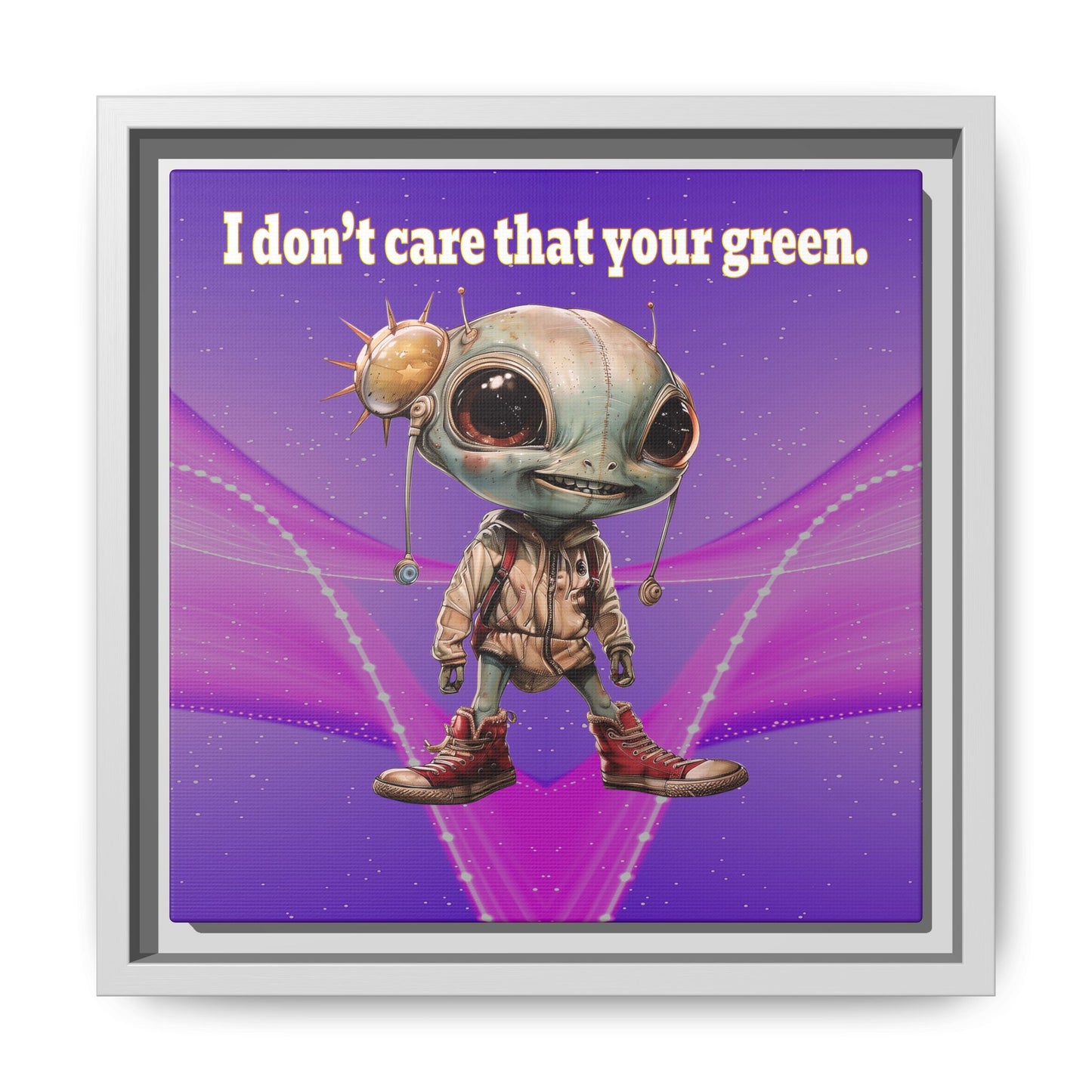 I don't care that your green - framed canvas art (purple-pink wave)