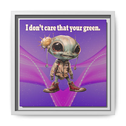 I don't care that your green - framed canvas art (purple-pink wave)