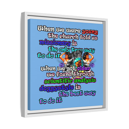 doggystyle - framed canvas art (light blue)