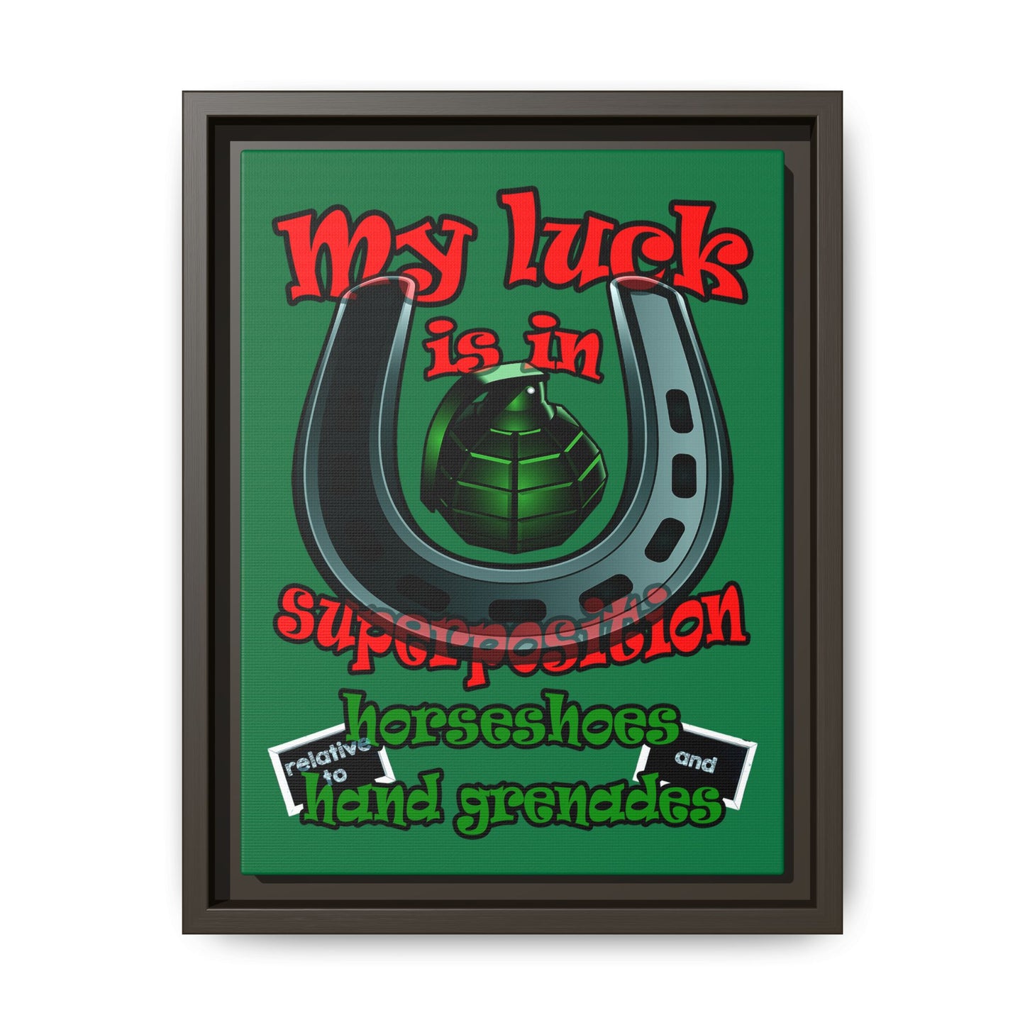 my luck - framed canvas art (dark green)