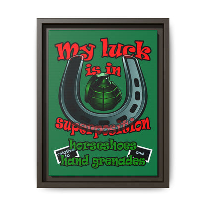 my luck - framed canvas art (dark green)