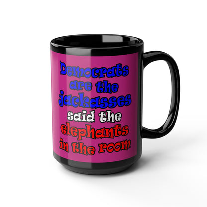 donkeys and elephants - Black Mug (pink)