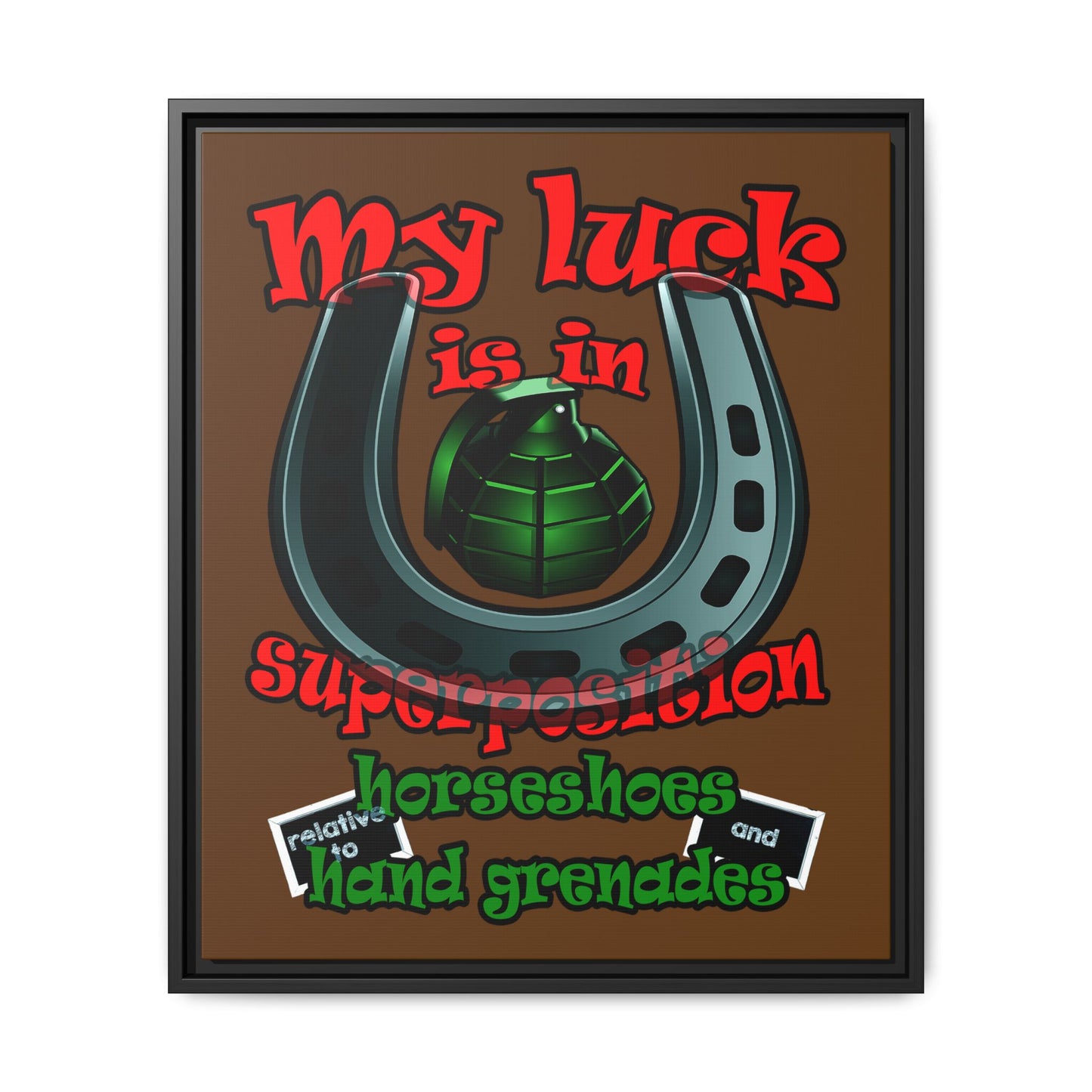 my luck - framed canvas art (brown)