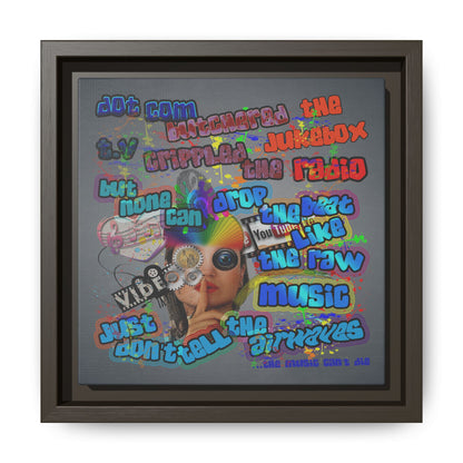 drop the beat - framed canvas art (grey-light grey)